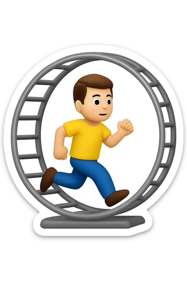 Uomo che corre dentro la ruota del criceto emoji style iphone  sticker