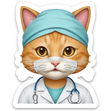doctor cat, surgical mask sticker
