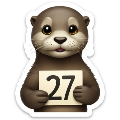 otter holding a sign that says 27 sticker