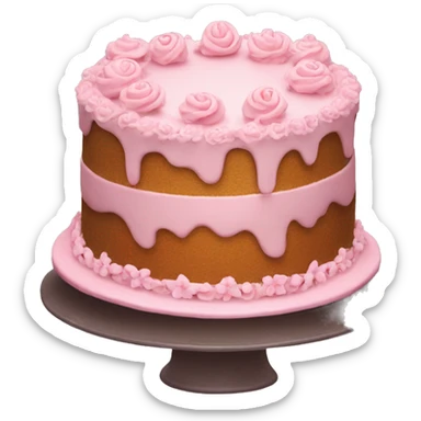 Design an elegant cake emoji with pastel pink frosting and delicate decorations sticker