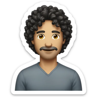 middle age man informal cloth tanned black curly hair black eyes sticker