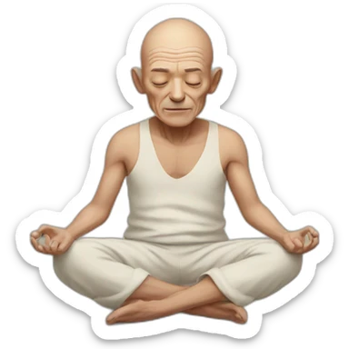 hairless old Frenchman meditating sticker