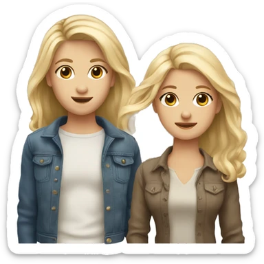Two besties one with blonde hair and one with  brown hair have five each other sticker