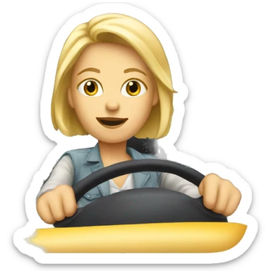blond female driving a semi truck sticker