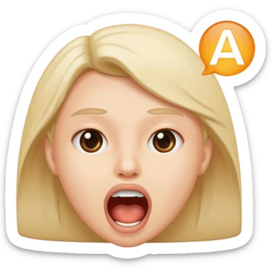 open mouth with letters A Б В coming out sticker