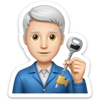 Hombre blanco con juego de llaves en la mano sticker