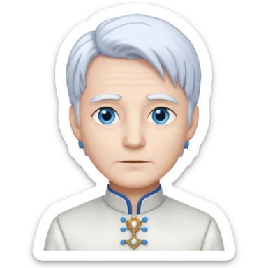 Servant Boq from Wicked with blue eyes, white hair, white outfit sticker