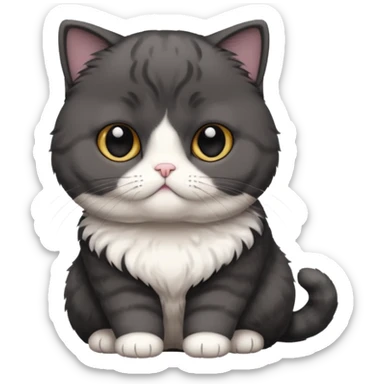 black scottish fold cat with white on the chest sticker