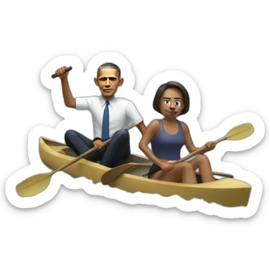 Obama paddling trump sticker