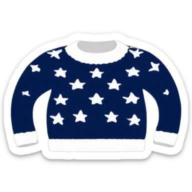 Navy blue knitted sweater with white stars on it  sticker