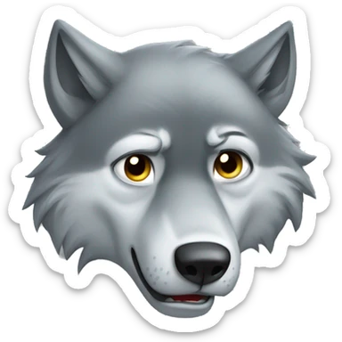 A Grey wolf Crying sad sticker