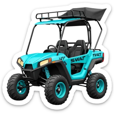 Polaris torqouise buggy utv, swat racing written on the door sticker