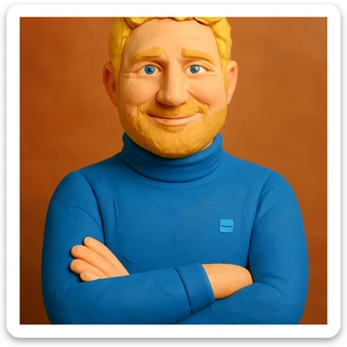 portrait inspired by Gerard Butler, weniger Falten, Haare mehr blond, Gesichtsausdruck freundlicher und leicht lächelnd sticker