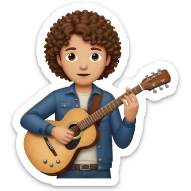 Man with curly hair playing guitar  sticker