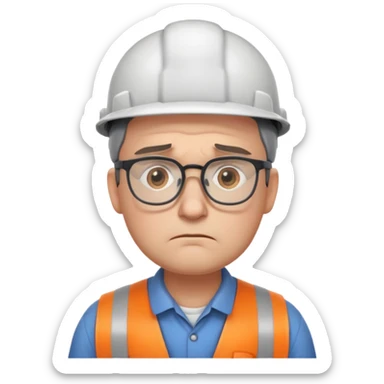 engineer with glasses looking really sad sticker