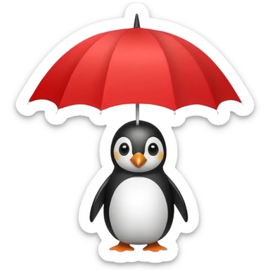 Penguin with red polka-dot umbrella sticker