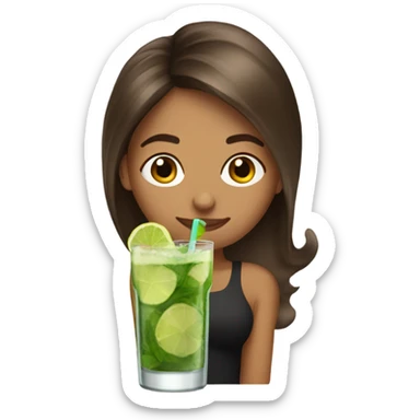 Women drinks mojito brown hair sticker