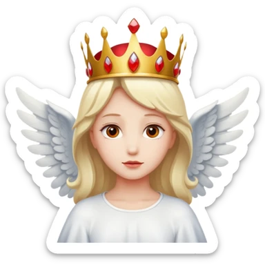 an angel with a red crown on his head, 4 wings sticker