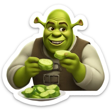 Shrek eating pickles sticker