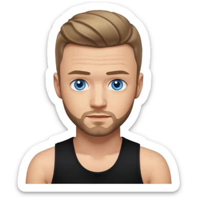 Justin Timberlake blue eyes, dark blonde hair, black tank top sticker