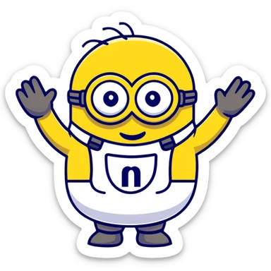 Minion character waving sticker
