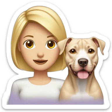 Blond lady with bob haircut with two pitbulls sticker