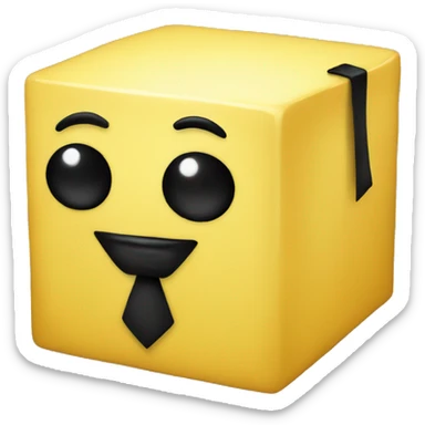 Yellow cube with black tie sticker