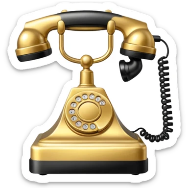 One single Gold and black phone icon, png, no background, no border sticker