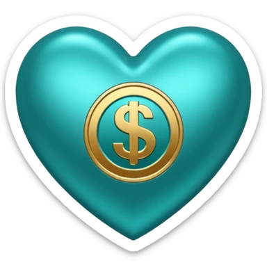 Teal heart with dollar signs sticker