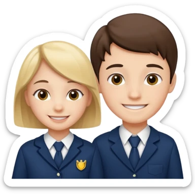 students in school uniforms girl and boy sticker