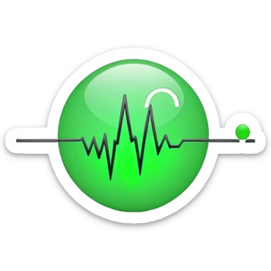 green dot with ECG heartbeat line. dot, not heart sticker