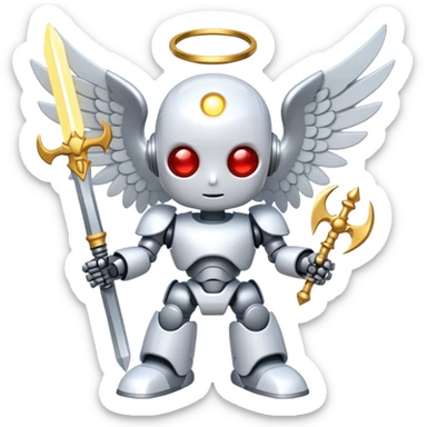 Robot angel holding an angel x devil sword sticker