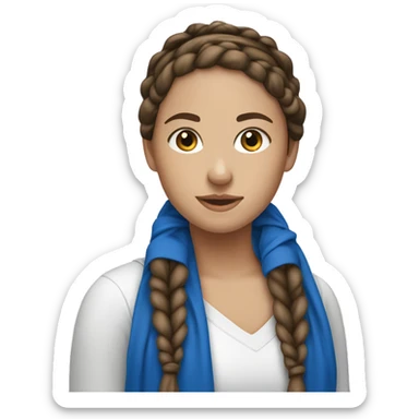 Brunette girl with French braids and blue bandana around the neck sticker