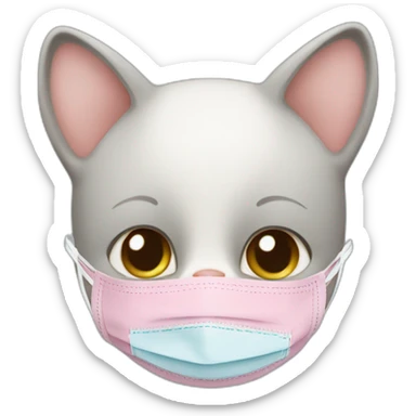 baby cat with covid mask sticker