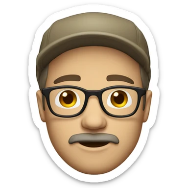 Middle aged man goatee glasses Scally cap sticker