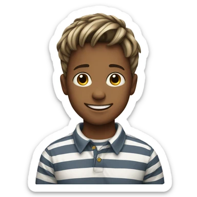 smiling boy in striped shirt sticker