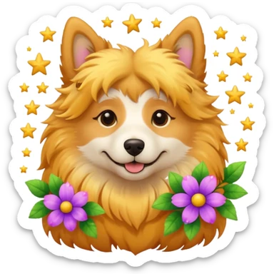 Собака із квітами і зірками sticker
