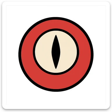 flat toon style red round eyeball with black sharp pupils sticker