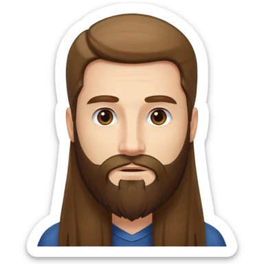 man with very long straight hair and beard no mustache sticker