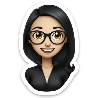 Lovely Vampire girl with white teeth and glasses and black hair and black eyes  sticker