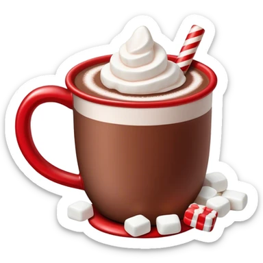 Hot chocolate with marshmallows Christmas themed  sticker