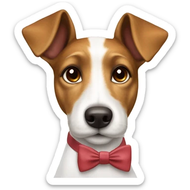 Brown and white mini Smooth fox terrier with bow tie sticker