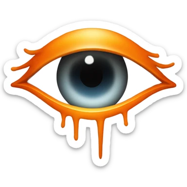 Create an iOS-style emoji of Sauron's eye with a vertical slit pupil, glowing orange iris, in a simple, round design with smooth gradients and minimal details, resembling the clean look of iOS emojis. sticker