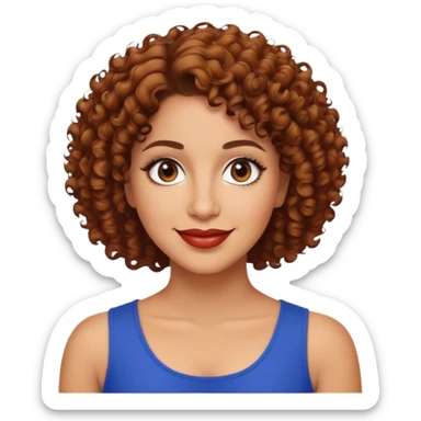 Puerto Rican actress Marian Pabón with short curly hair, expressive eyes, warm smile, middle-aged Latina woman sticker