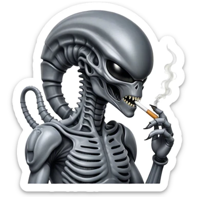 xenomorph smoking cigarette sticker