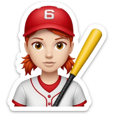 Softball player with red hair sticker