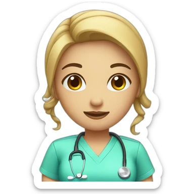 cute nurse with scrubs sticker