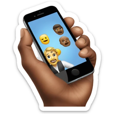 front side iPhone in man hand sticker