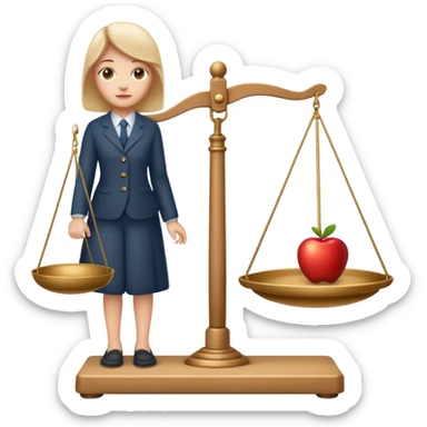face next to a balance scale, classic apple emoji style, showing weighing options or forming an opinion sticker