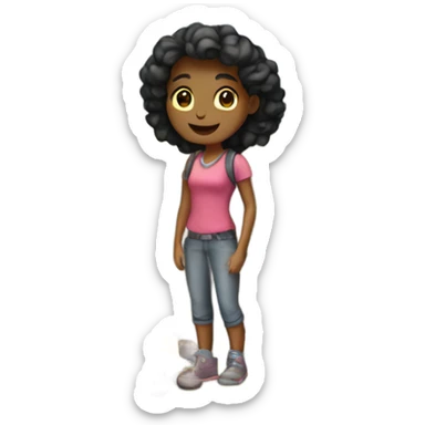 Girl camping near mountain  sticker